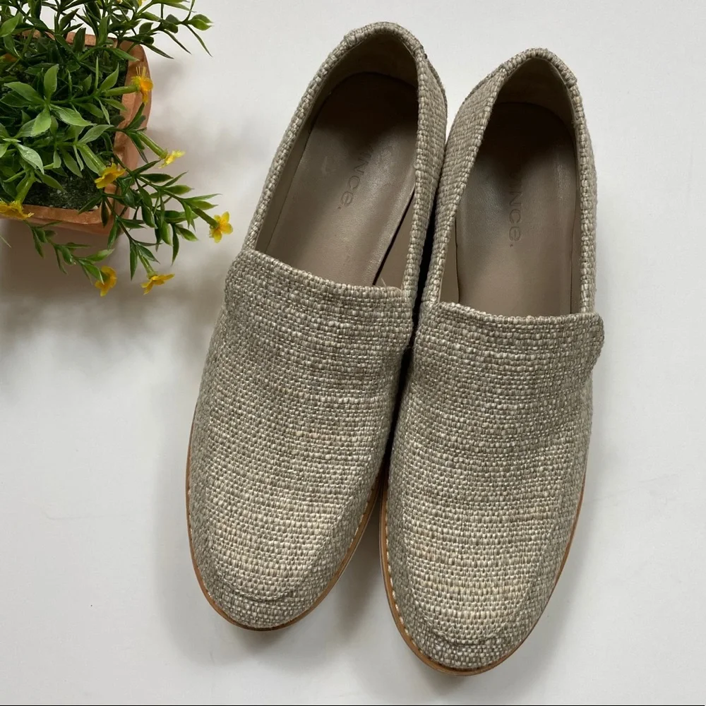 Vince Zeta Platform Tweed Linen Loafers
